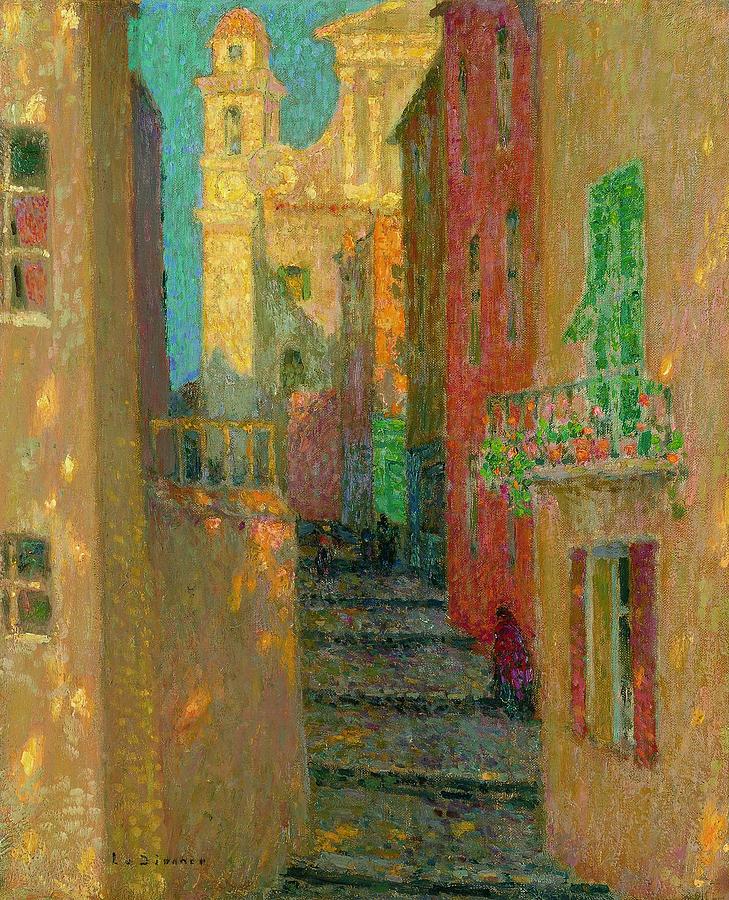 Architecture Painting - Church Street, Villefranche-sur-Mer Henri Le Sidaner by Celestial Images