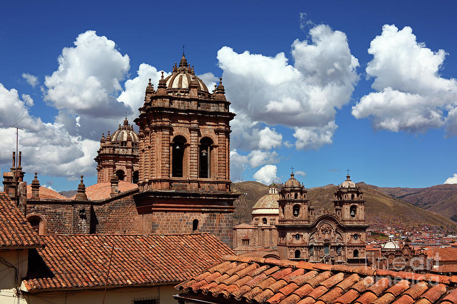 Church Towers and Tiled Roof Cusco Peru Photograph by James Brunker