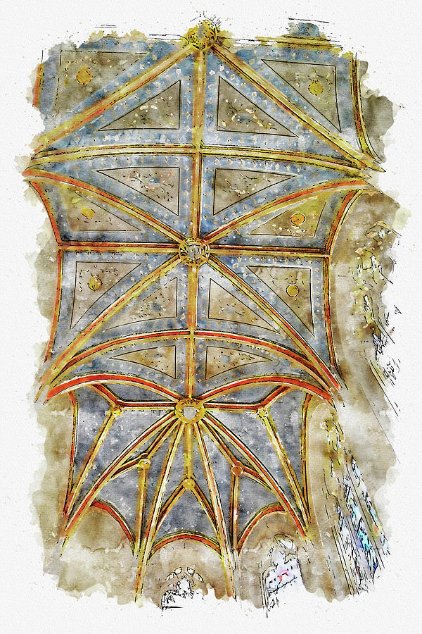 Church #watercolor #sketch #church #monument Digital Art by TintoDesigns
