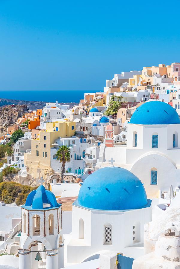 Greek Photograph - Churches And Blue Cupolas Of Oia Town by Pavel Dudek