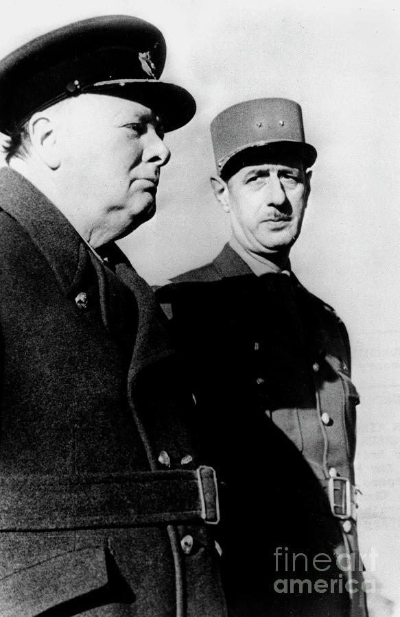 Churchill And Leader Of French Resistance And Free France General De Gaulle Photograph by Unknown