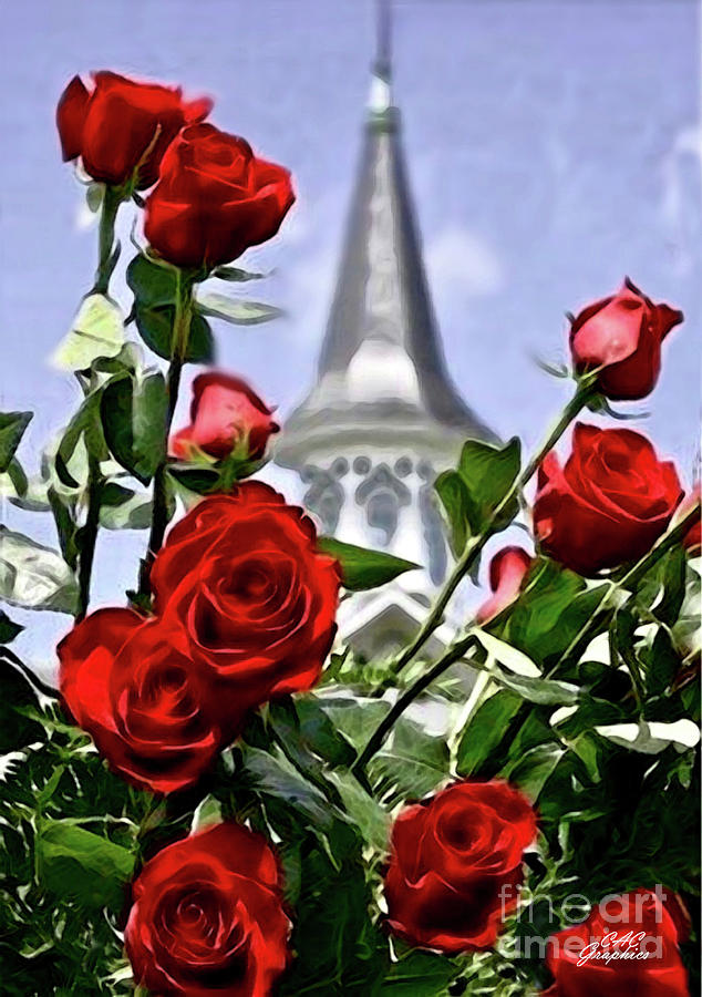 Churchill Downs Spire and Roses Digital Art by CAC Graphics
