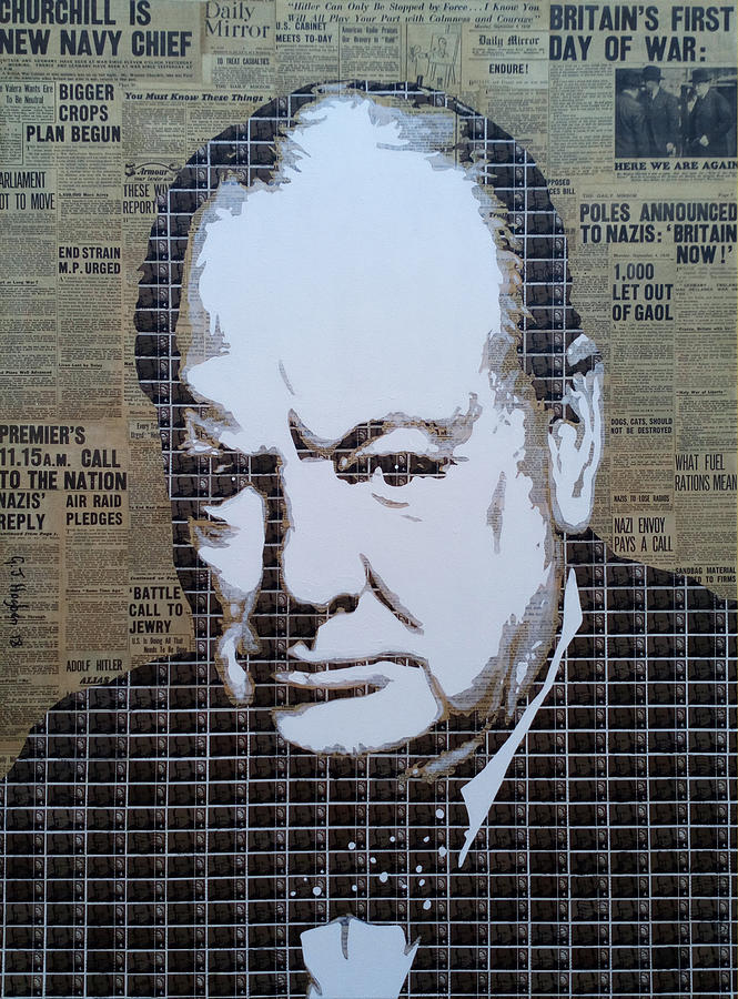 Churchill - First day of the war Mixed Media by Gary Hogben