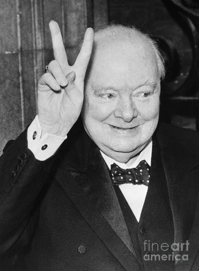 Churchill Giving Victory Sign Photograph by Bettmann