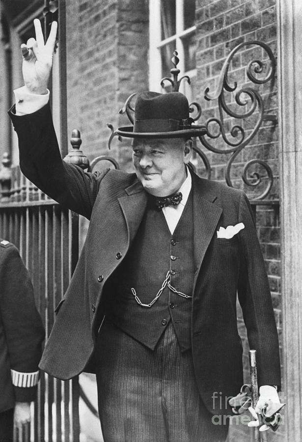 Churchill Making Victory Sign Photograph by Bettmann