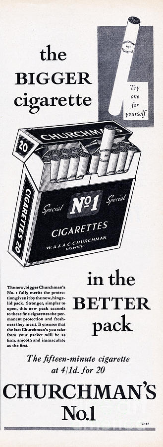 Black And White Photograph - Churchmans No. 1 Cigarettes by Picture Post