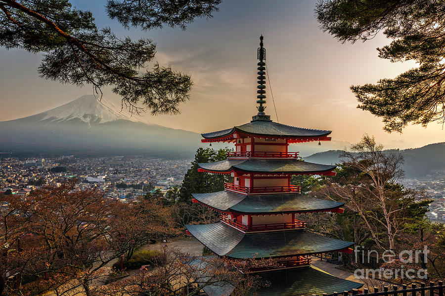 Chureito Pagoda Looking Over Mount Fuji Photograph by Karen Jorstad
