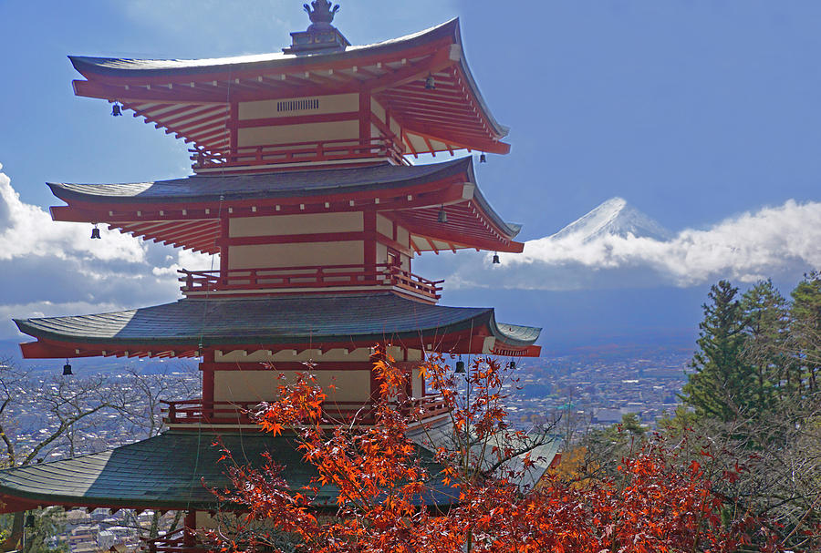 Mt Fuji Photograph - Chureito Pagoda View by Dennis Cox Photo Explorer