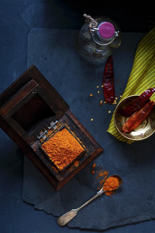 Chutney Powder In A Wooden Box Photograph by Sandhya Hariharan
