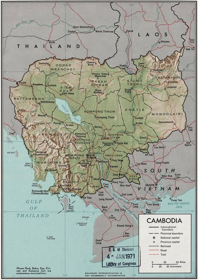 CIA Map of Cambodia Central Intelligence Agency Map 1970 Drawing by History  Prints