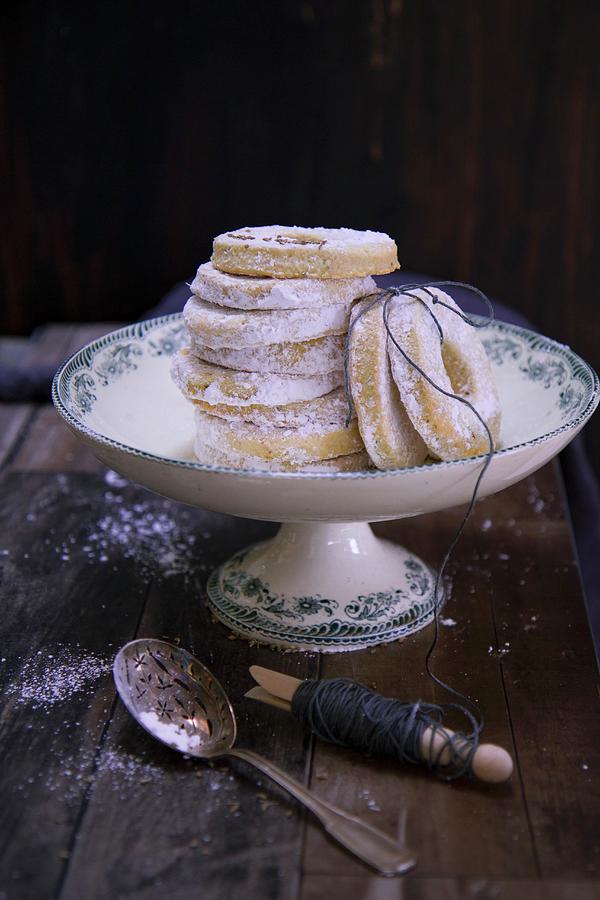 Ciambelline ring Pastries On A Cake Stand Photograph by Patricia Miceli
