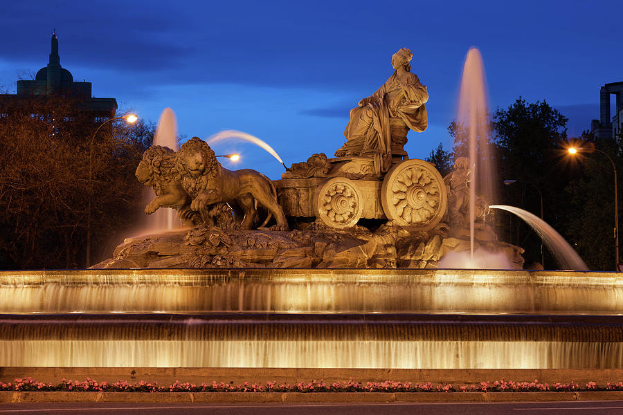 Cibeles Fountain Illuminated at Night in Madrid Photograph by Artur Bogacki
