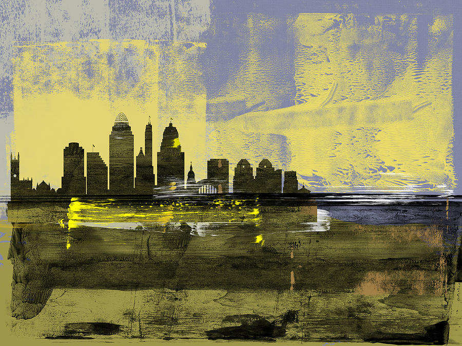Cincinnati Mixed Media - Cincinnati Abstract Skyline II by Naxart Studio