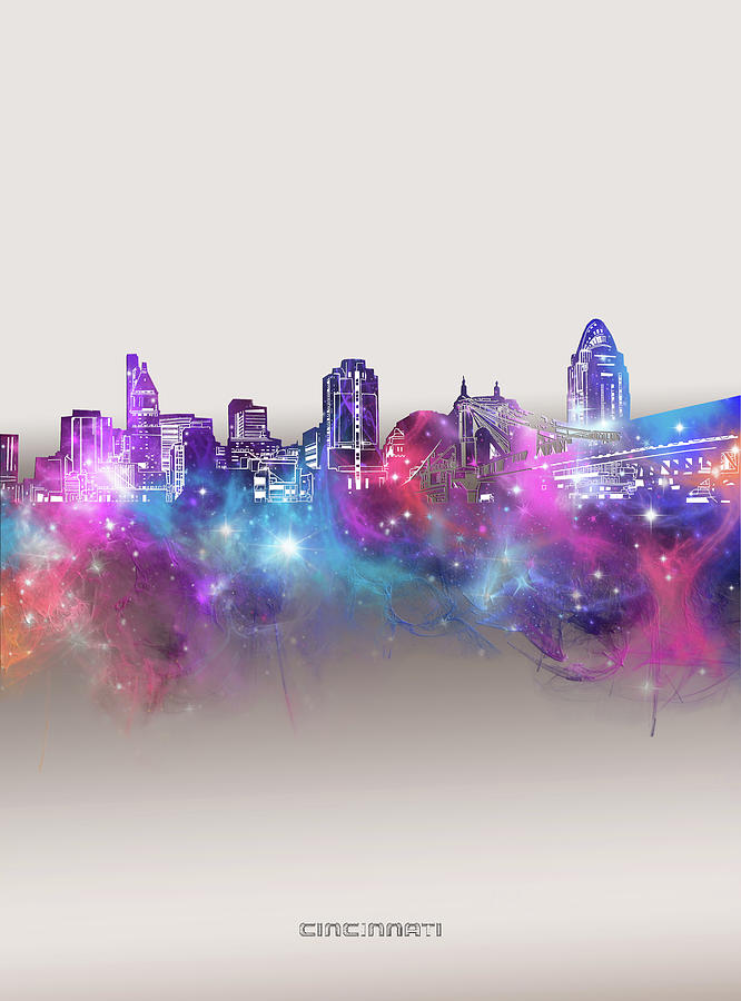 Cincinnati Skyline Galaxy Digital Art