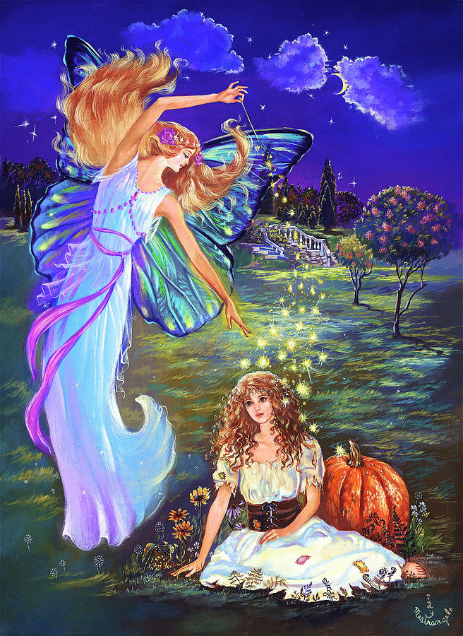 Fairy Painting - Cinderella And Fairy Godmother by Judy Mastrangelo