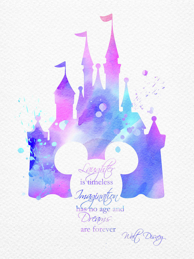 Download Cinderella Castle blue watercolor Digital Art by Mihaela Pater