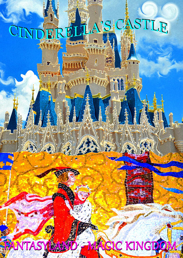 Cinderellas Castle poster work A #1 Digital Art by David Lee Thompson