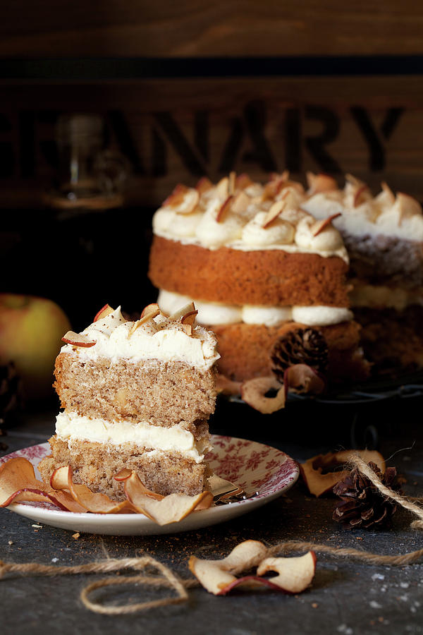 Cinnamon Apple Cake With Salted Maple And Buttercream Frosting Photograph by Jane Saunders
