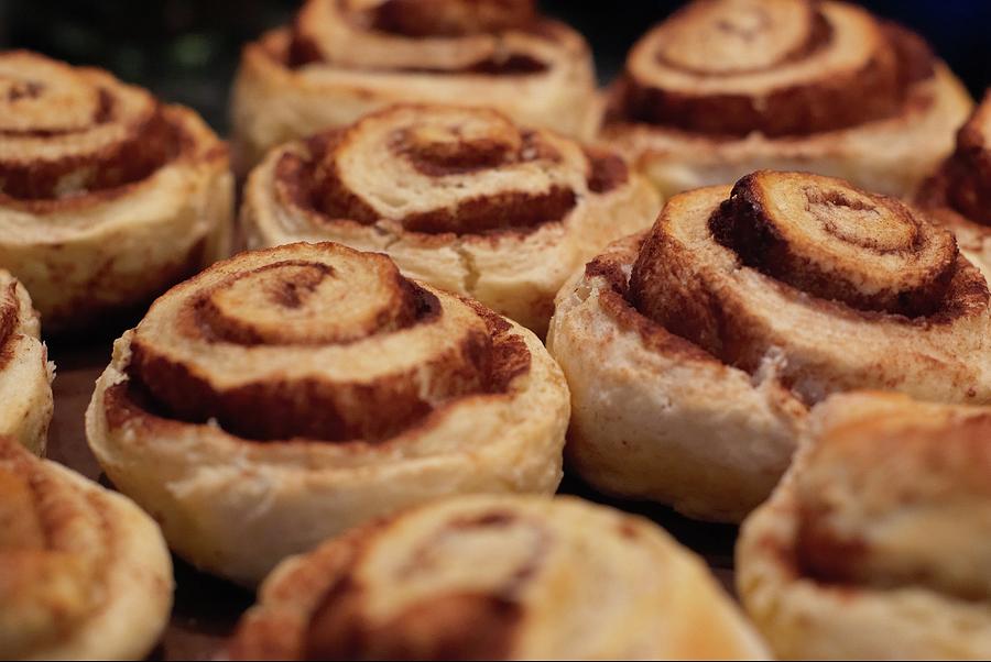 Cinnamon Pinwheel Scones On A Baking Photograph by Brenda Anderson