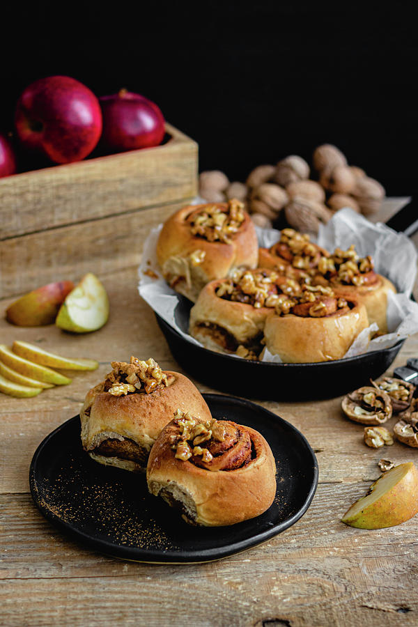 Cinnamon Rolls With Apple And Walnuts Photograph by Monika Rosa