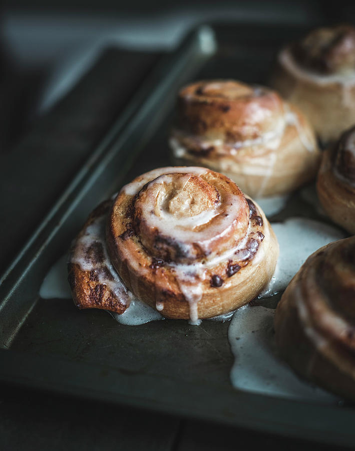 Cinnamon Rolls With Icing Photograph by Carrie Ann Kouri