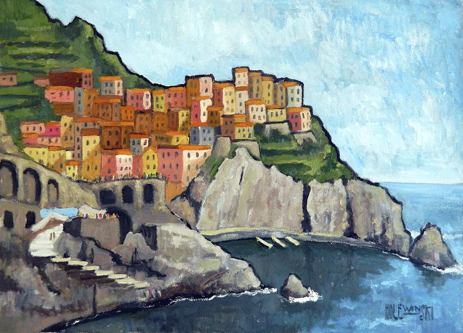 Cinque Terra Village Painting by Robert Holewinski - Pixels