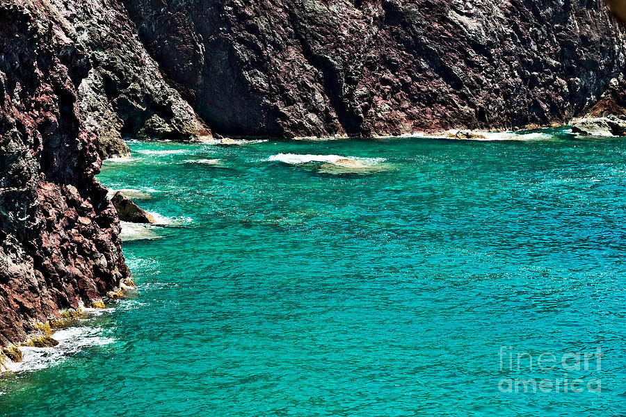Nature Photograph - Cinque Terre. Rocks with green sea 1 by Paolo Grassi