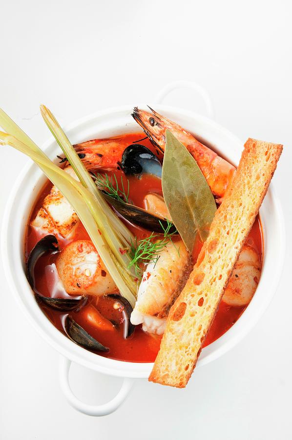 Cioppino fish Soup With Mussels, Prawns And Halibut Photograph by Hansen, Steve