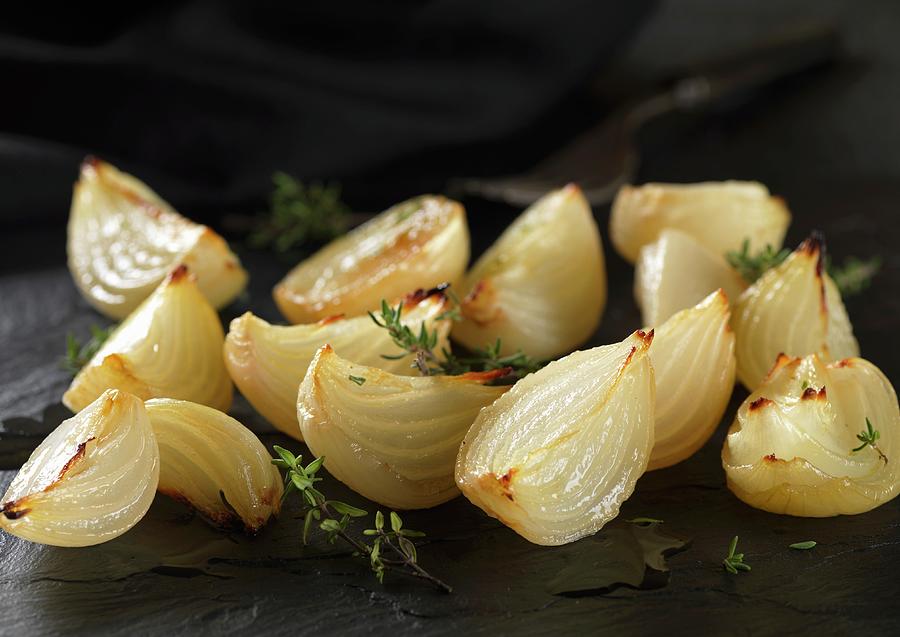 Cippolini Onions Roasted With Thyme Photograph by Robert Morris