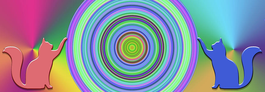 Circle and Two Cats Digital Art by Chuck Staley