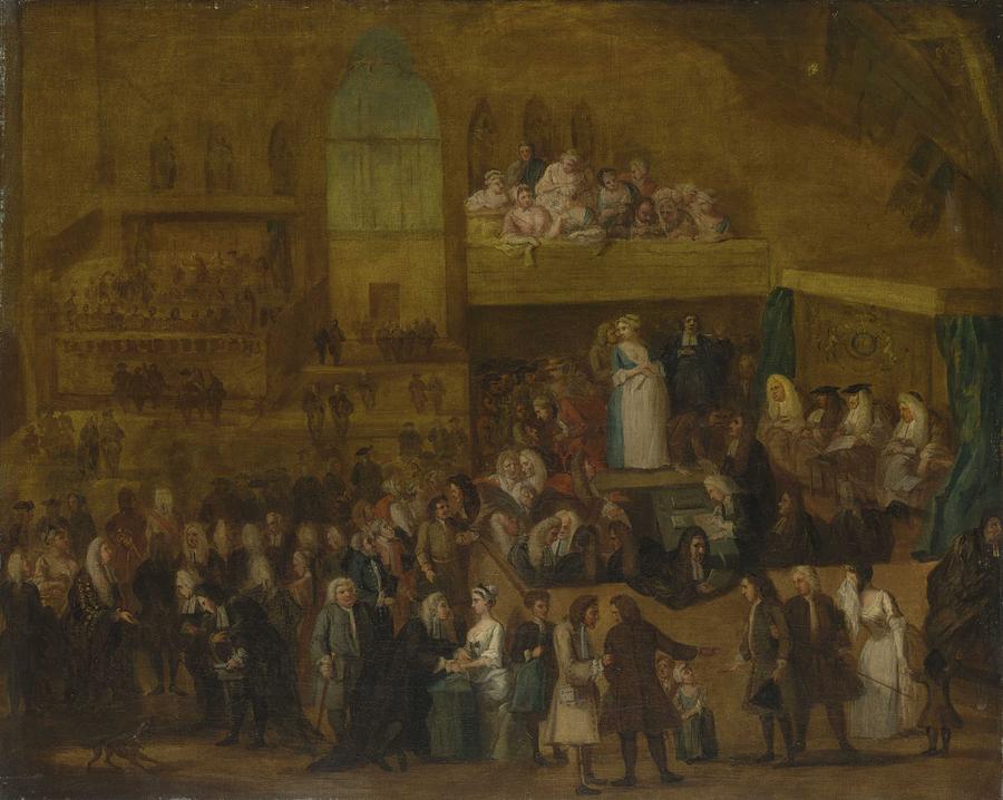 Circle of William Hogarth  London 1697-1764  The assizes of Westminster Hall Painting by Celestial Images