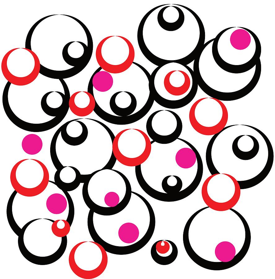 Circle Pattern Black Red Pink Digital Art by Patricia Piotrak