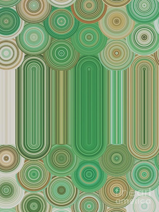 Circles Of Green And Tan Digital Art by Rachel Hannah