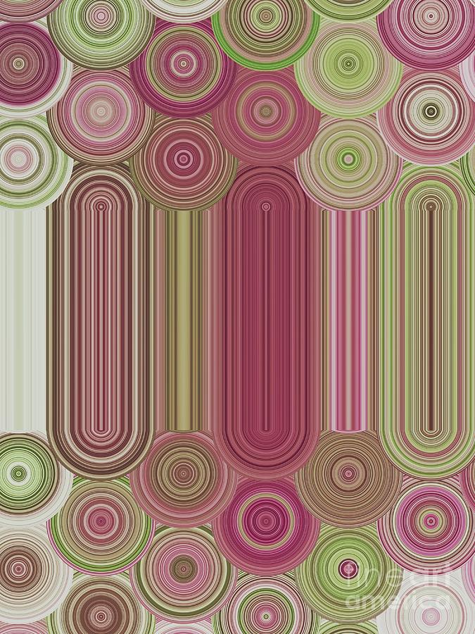 Circles Of Pink And Green Digital Art by Rachel Hannah