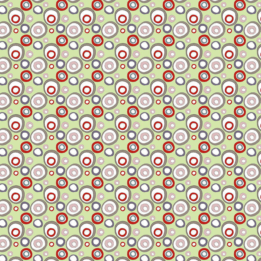 Pattern Mixed Media - Circles On Olive by Effie Zafiropoulou
