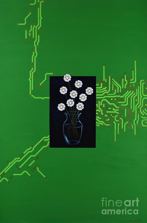 Circuit Board Bouquet Painting by Mary Scott