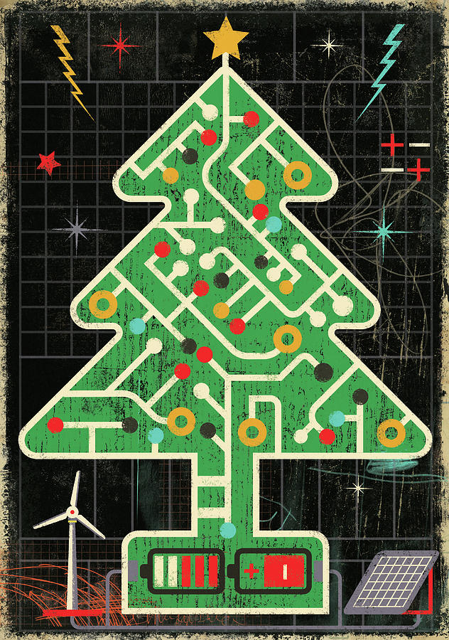 Circuit Board Christmas Tree Connected Photograph by Ikon Images