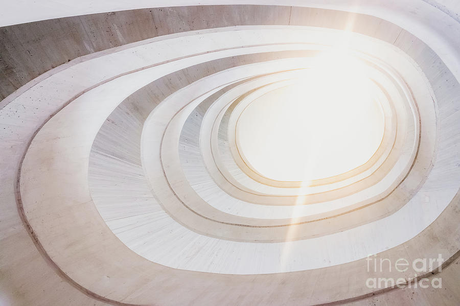 Circular concrete construction, abstract geometry background of light and bright tones. Photograph by Joaquin Corbalan