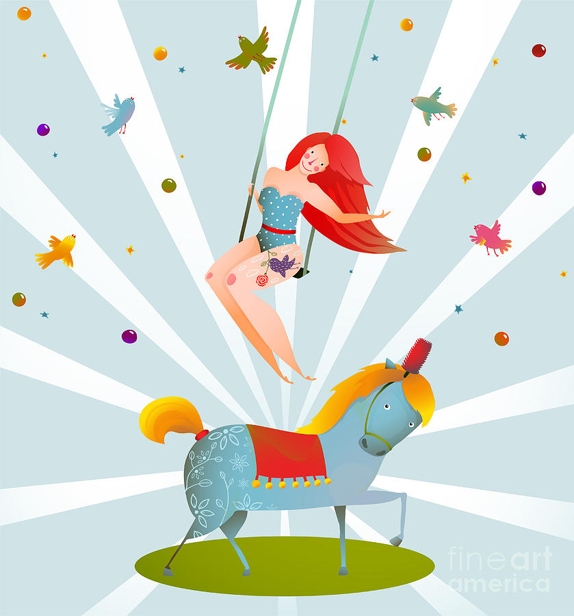 Gymnast Digital Art - Circus Carnival Show Vintage Poster by Popmarleo Gymnast Digital Art - Circus Carnival Show Vintage Poster by Popmarleo