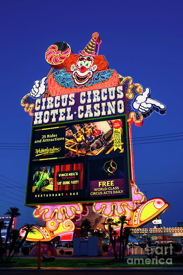Circus Circus Casino Sign at Dawn From the North Photograph by Aloha Art