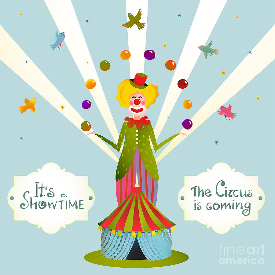 Magic Digital Art - Circus Juggling Clown Carnival Show by Popmarleo