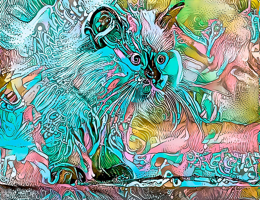 Circus Kitty Blue Digital Art by Don Northup