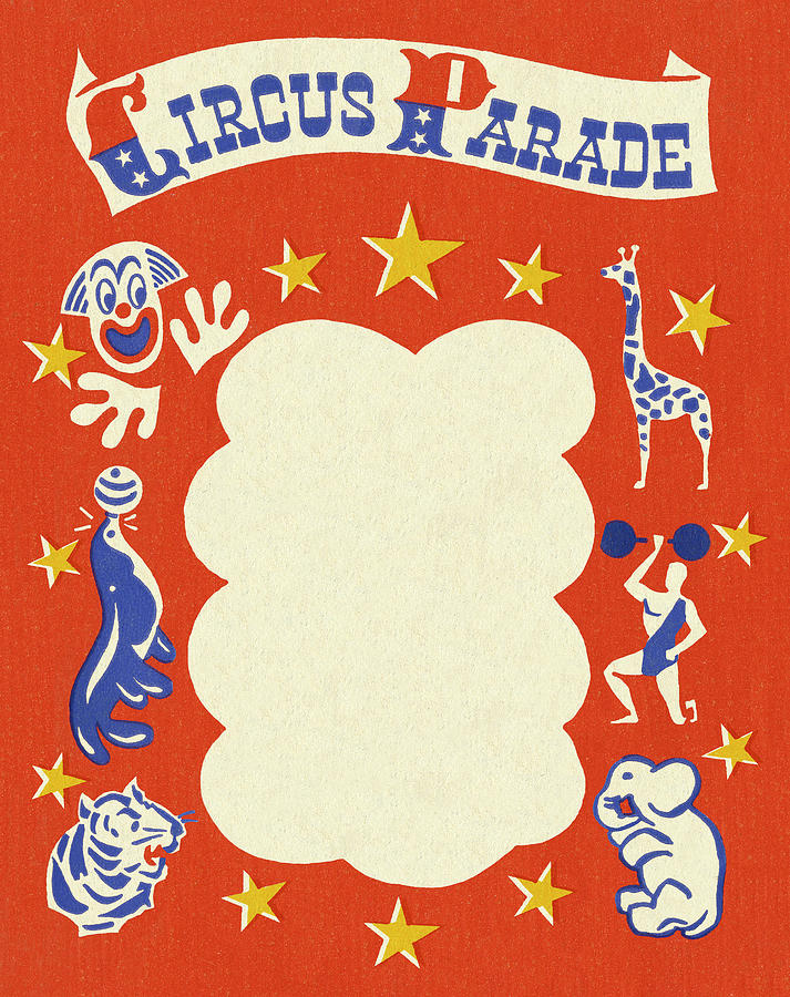 Vintage Drawing - Circus Parade Stationery by CSA Images