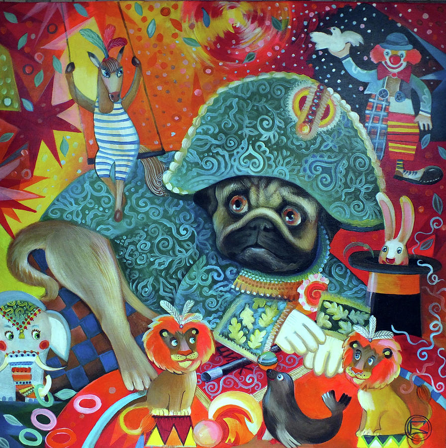 Circus Pug Painting by Oxana Zaika