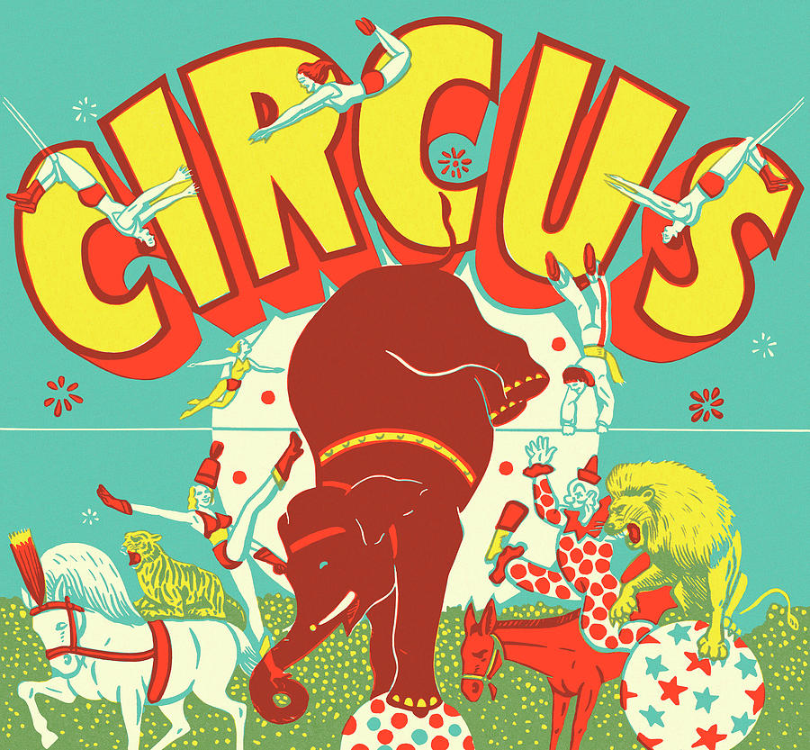 Typography Drawing - Circus Scene by CSA Images