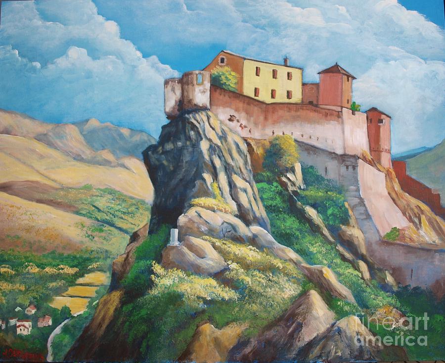 Citadelle de Corte, Corsica Painting by Jean Pierre Bergoeing