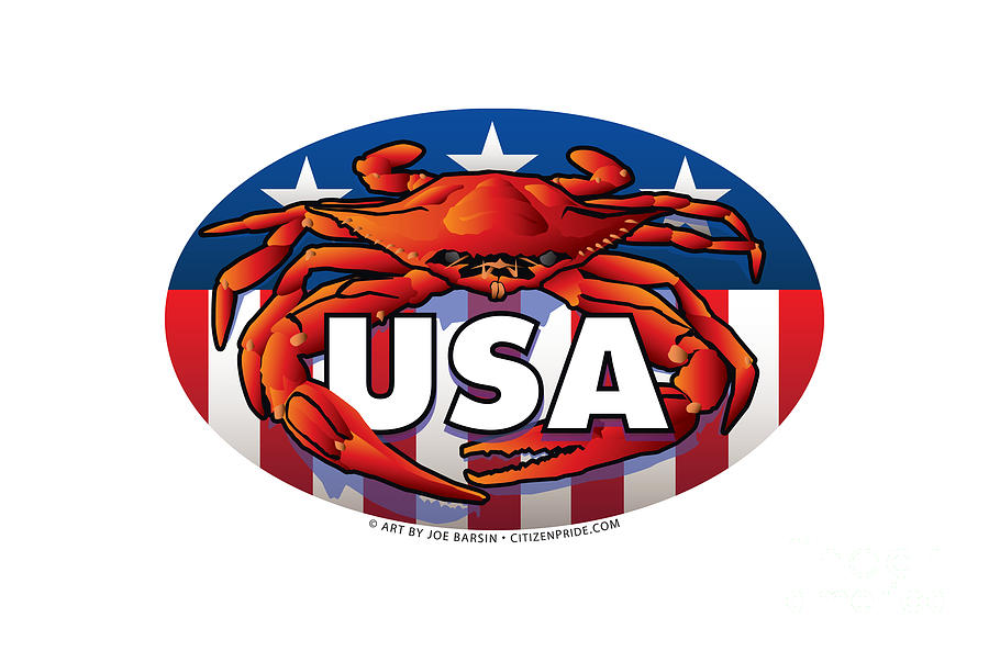 Citizen Crab Oval USA Crest Digital Art by Joe Barsin