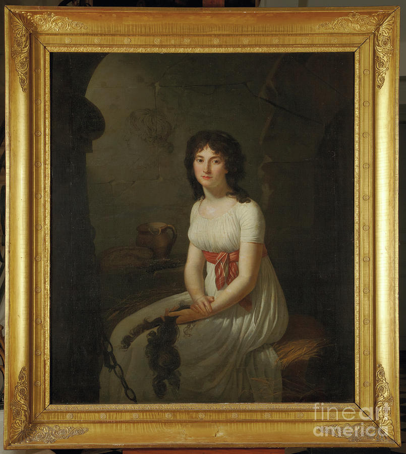 Citizen Tallien In A Cell In La Force Prison, Holding Her Cut Hair, 1796 Painting by Jean Louis Laneuville