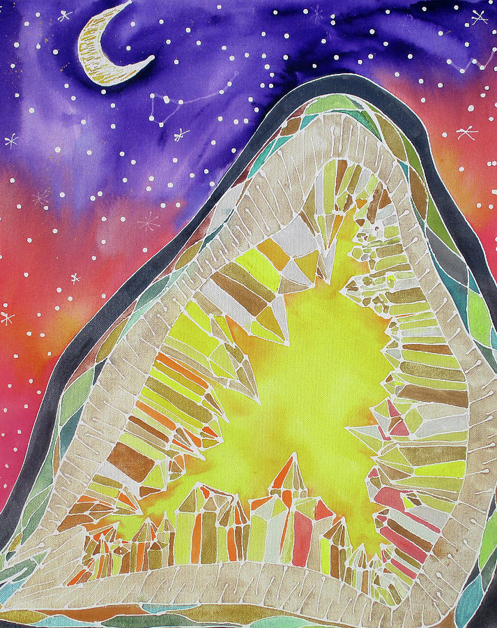 Crystals Painting - Citrine And Stars by Lauren Moss