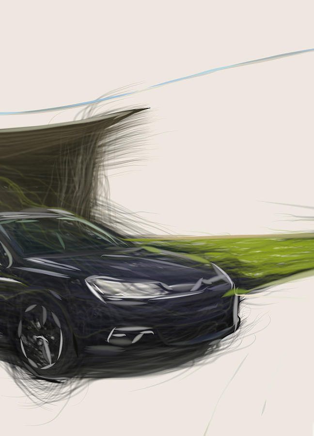 Citroen C5 Break 1 Drawing Digital Art by CarsToon Concept